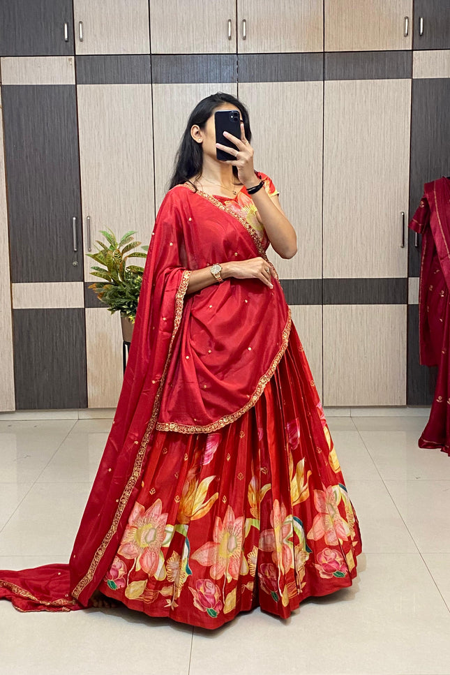 Position foil silk Lehenga SS241