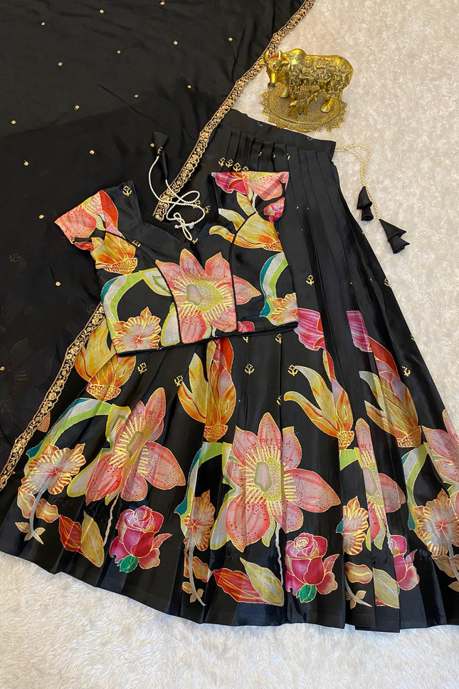 Position foil silk Lehenga SS241