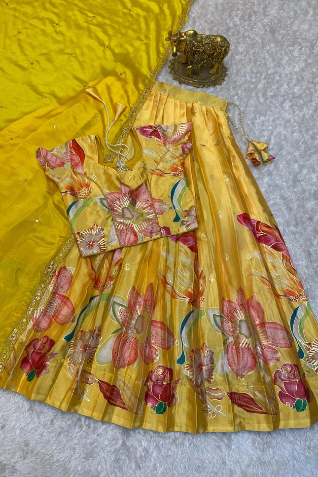 Position foil silk Lehenga SS241