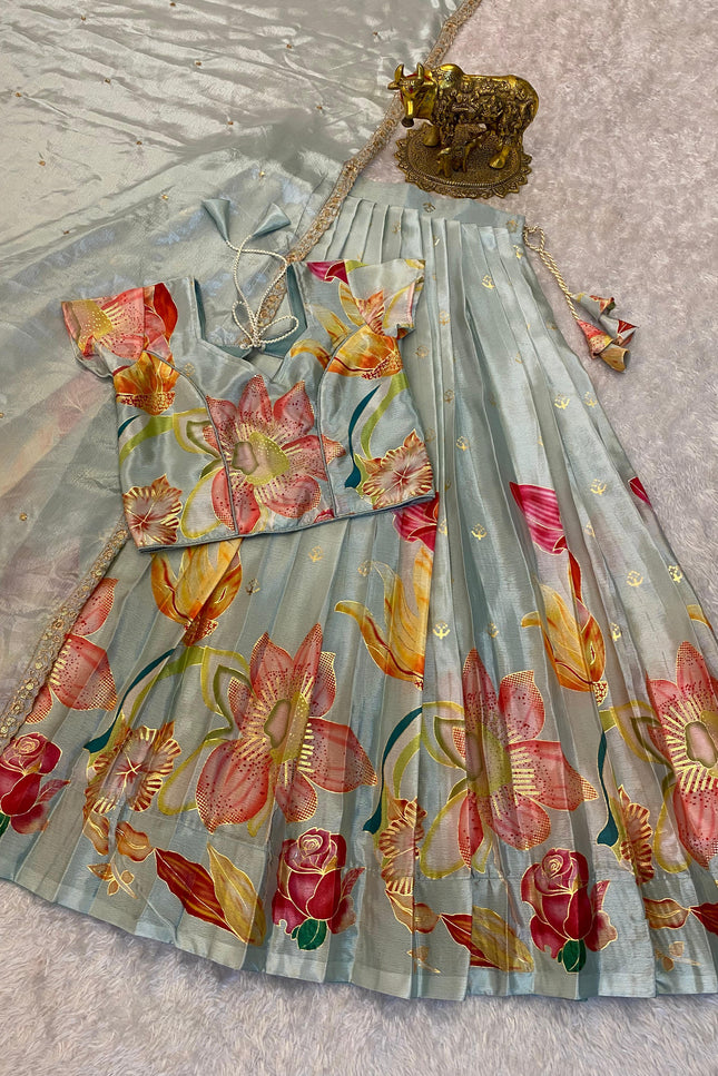Position foil silk Lehenga SS241