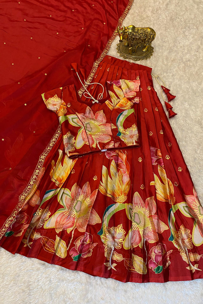 Position foil silk Lehenga SS241