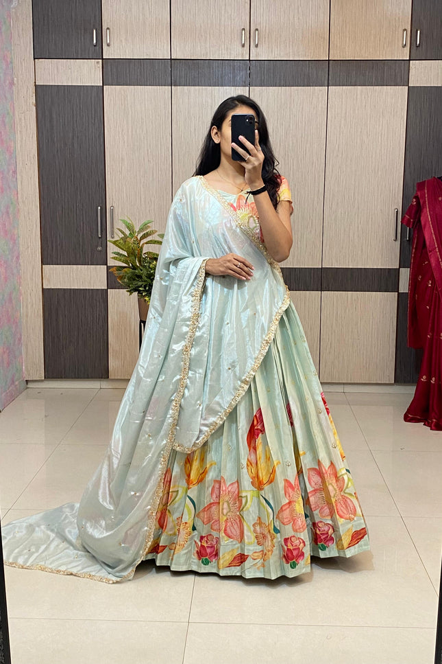 Position foil silk Lehenga SS241