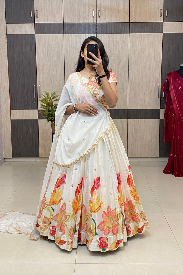 Position foil silk Lehenga SS241