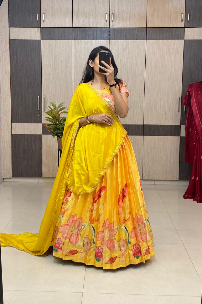 Position foil silk Lehenga SS241