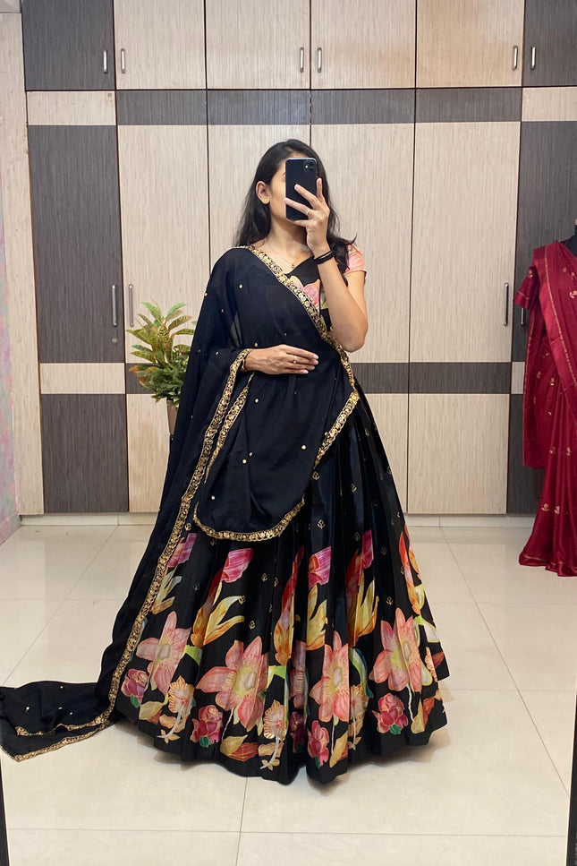Position foil silk Lehenga SS241