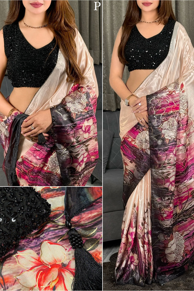 Glass crepe saree SS317