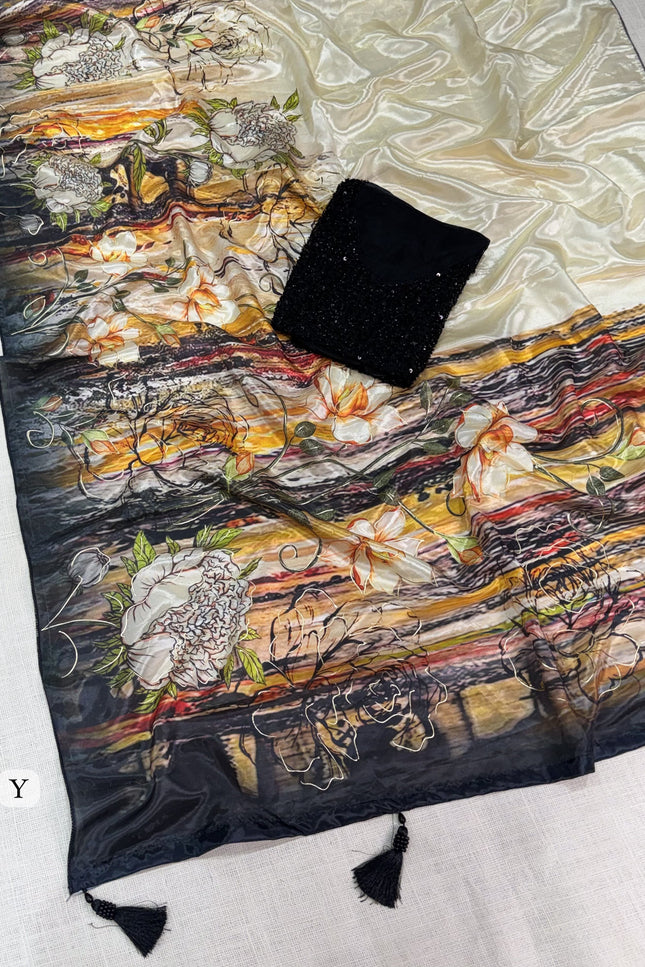 Glass crepe saree SS317