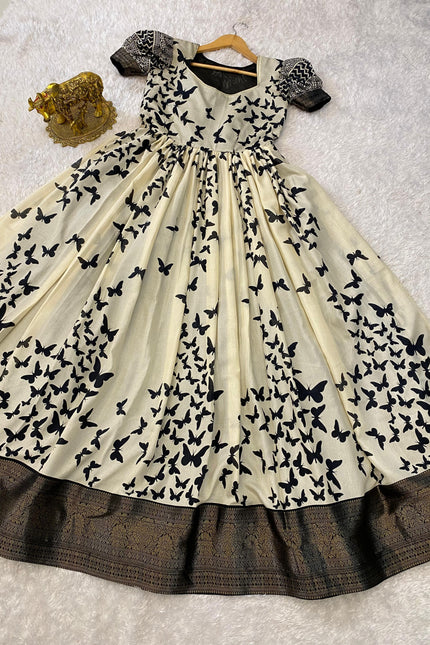 Dola silk butterfly printed gown SS261