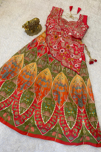 Crepe digital print lehenga  SS260