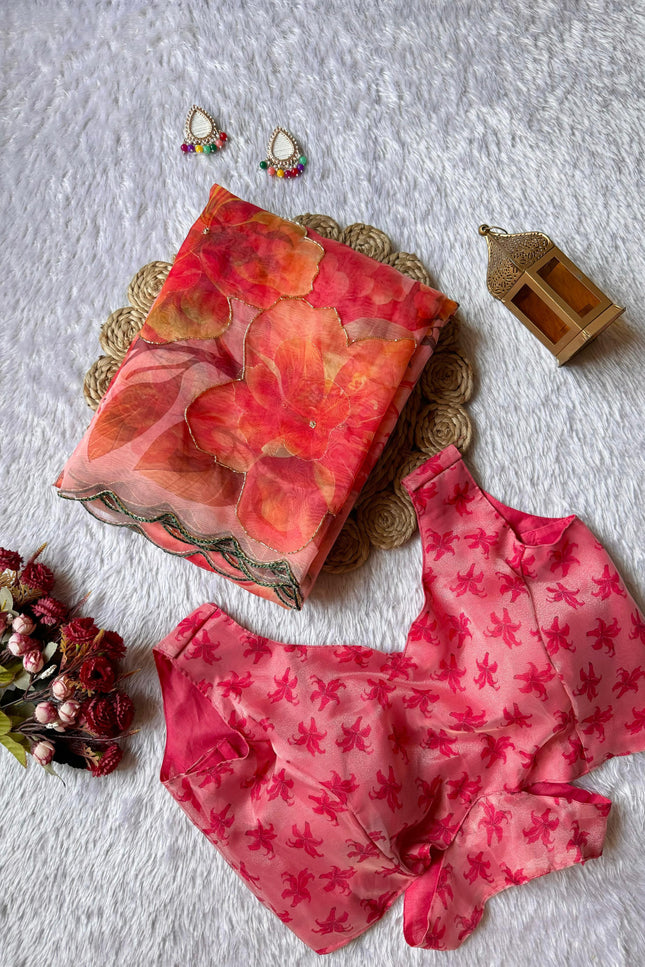 SOFT ORGANZA DIGITAL PRINT SAREE SS335