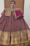 blouse unstitched / maroon checks