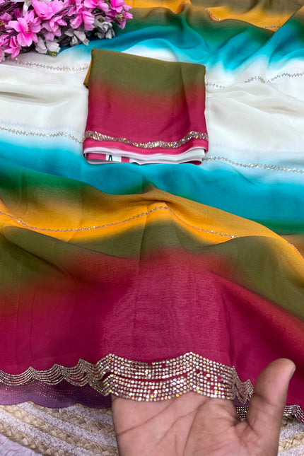 Star Gorggte digital print saree SS329