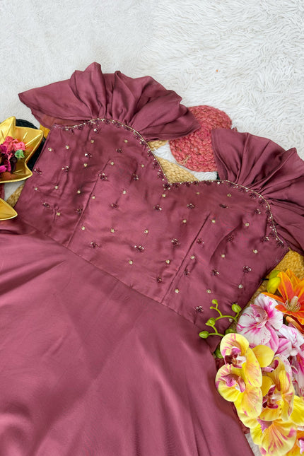 Maggam Work Rangoli Silk Gown SS327