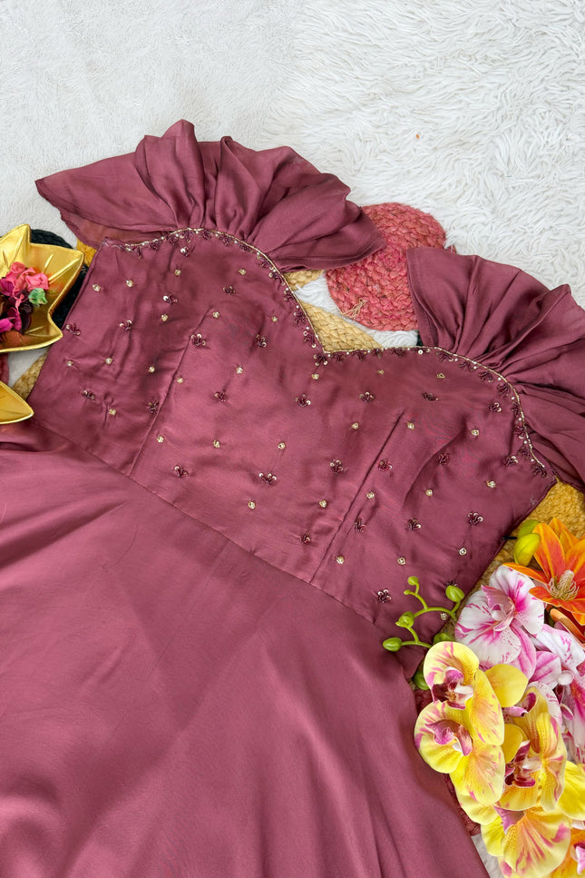 Maggam Work Rangoli Silk Gown SS327