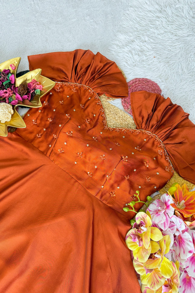 Maggam Work Rangoli Silk Gown SS327