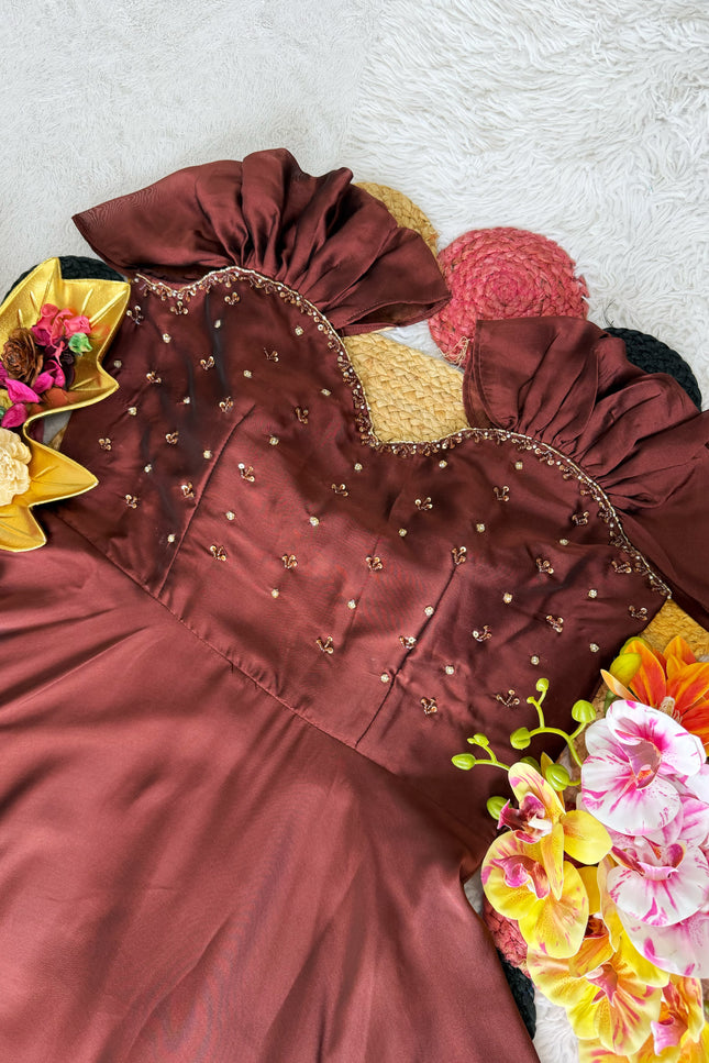 Maggam Work Rangoli Silk Gown SS327