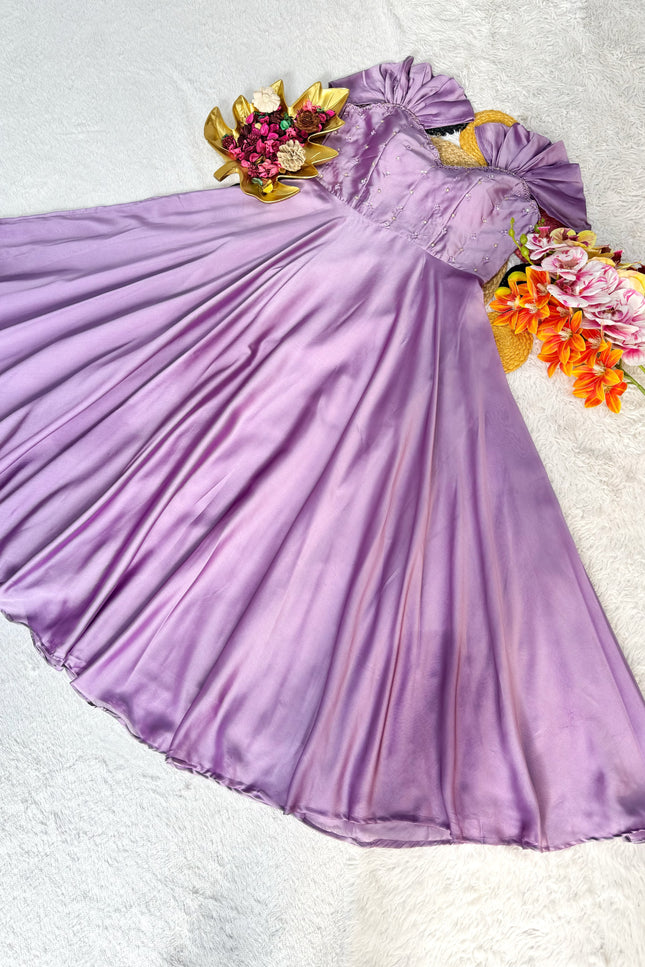 Maggam Work Rangoli Silk Gown SS327