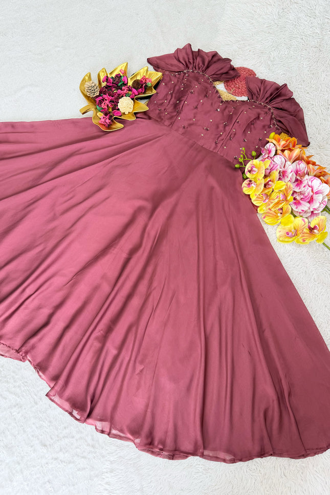 Maggam Work Rangoli Silk Gown SS327