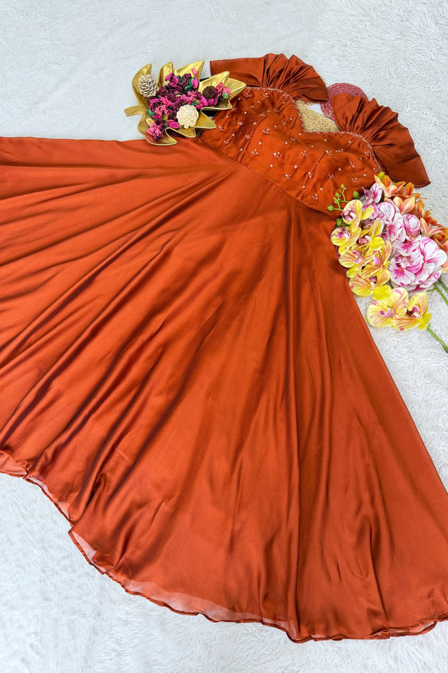 Maggam Work Rangoli Silk Gown SS327