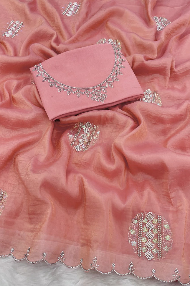 Soft gold crush style saree SS321