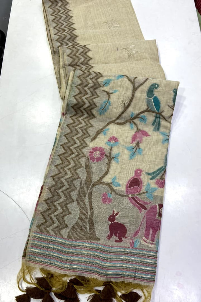 Soft Muga Cotton saree SS319