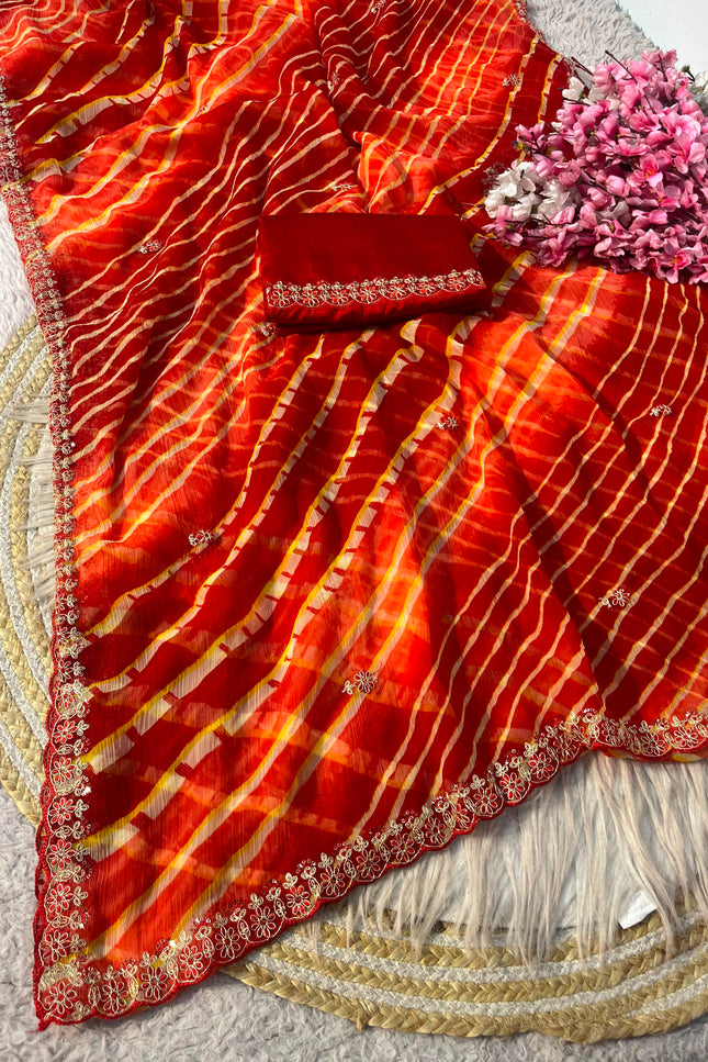Soft chiffon multicoloured saree SS351