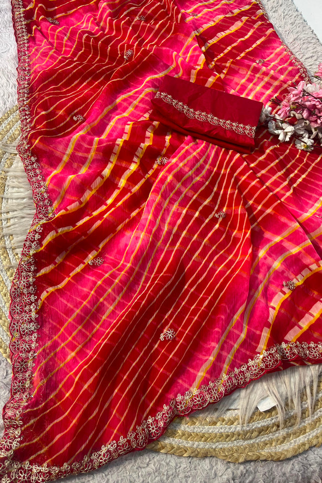 Soft chiffon multicoloured saree SS351