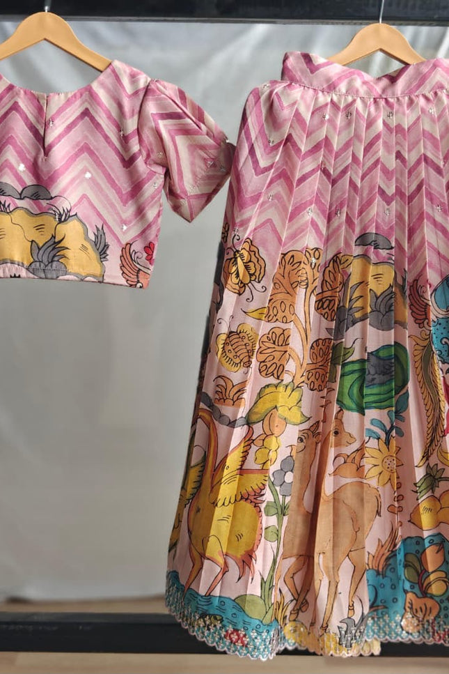 kalamkari tussar kids lehenga SS438