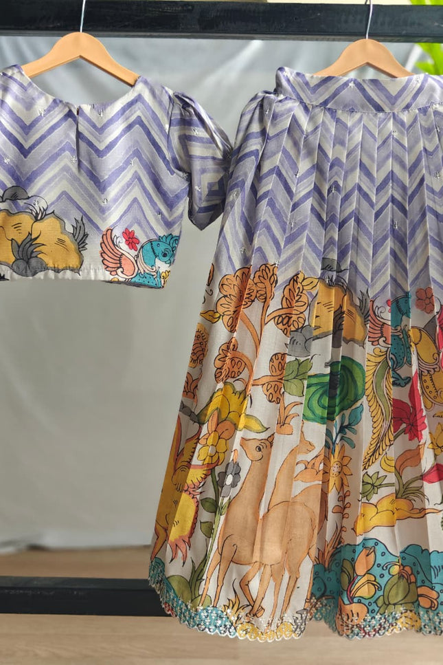 kalamkari tussar kids lehenga SS438