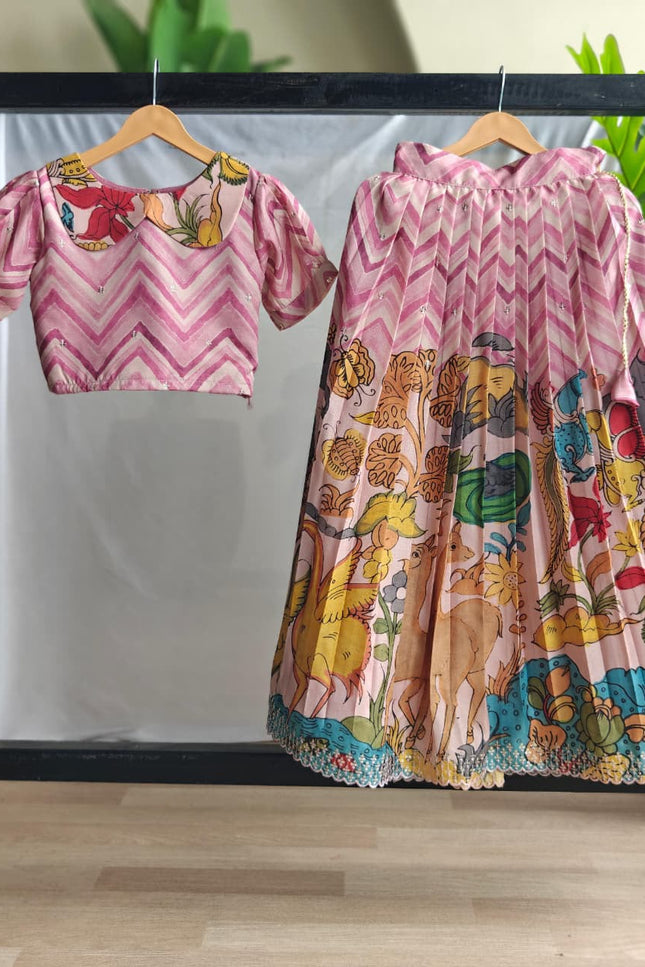 kalamkari tussar kids lehenga SS438