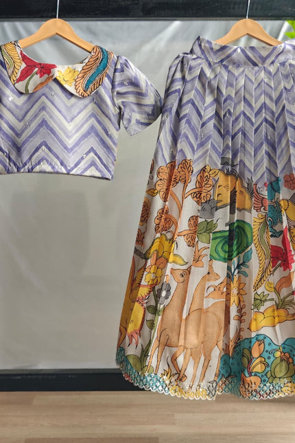 kalamkari tussar kids lehenga SS438