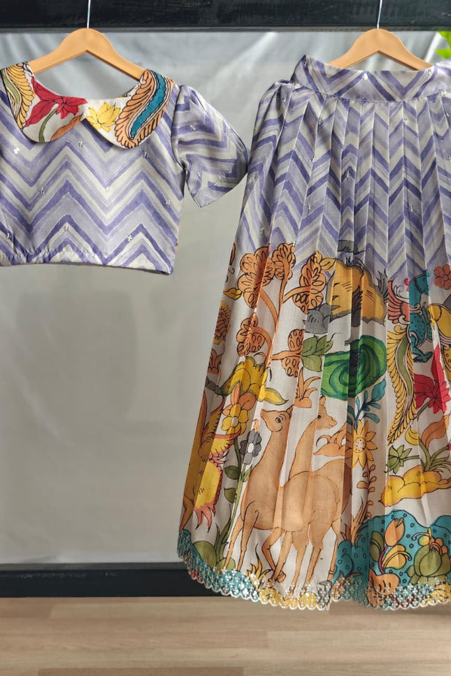 kalamkari tussar kids lehenga SS438