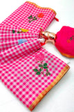 Blouse unstitched / pink checks