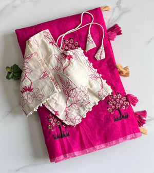 pink & flower design blouse