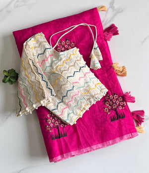 pink & zigzag pattern blouse