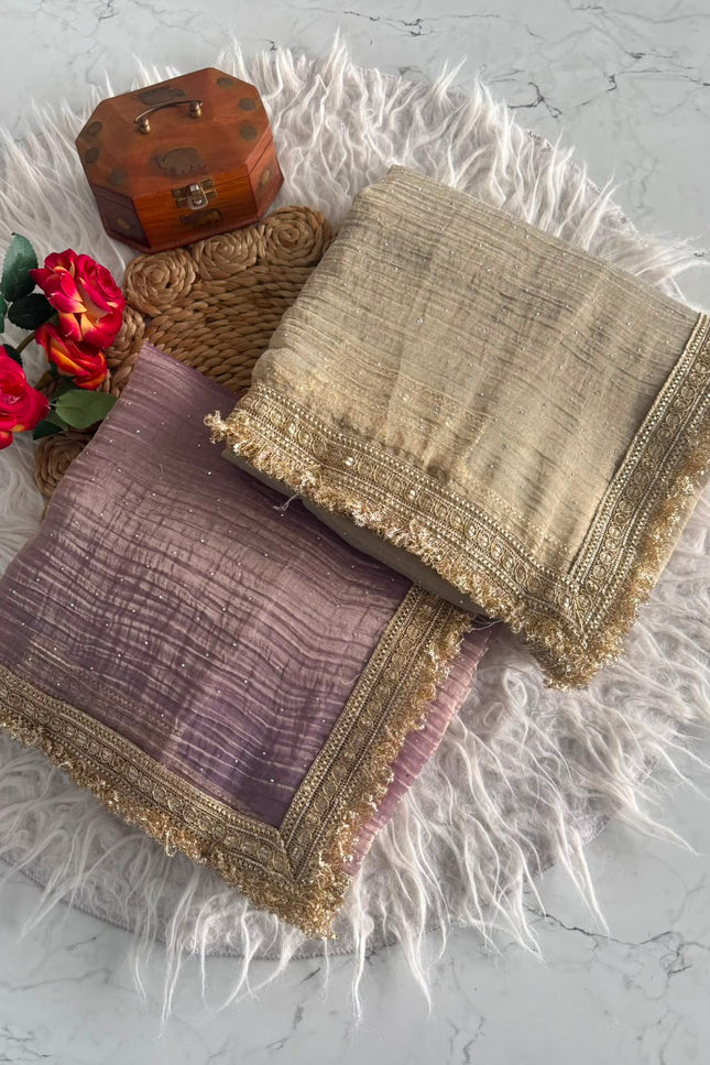 Soft Banarsi Crush Tissue  saree SS415