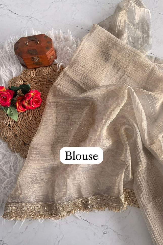 Soft Banarsi Crush Tissue  saree SS415