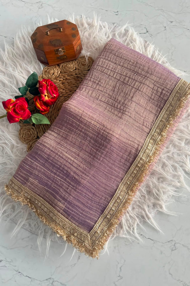 Soft Banarsi Crush Tissue  saree SS415
