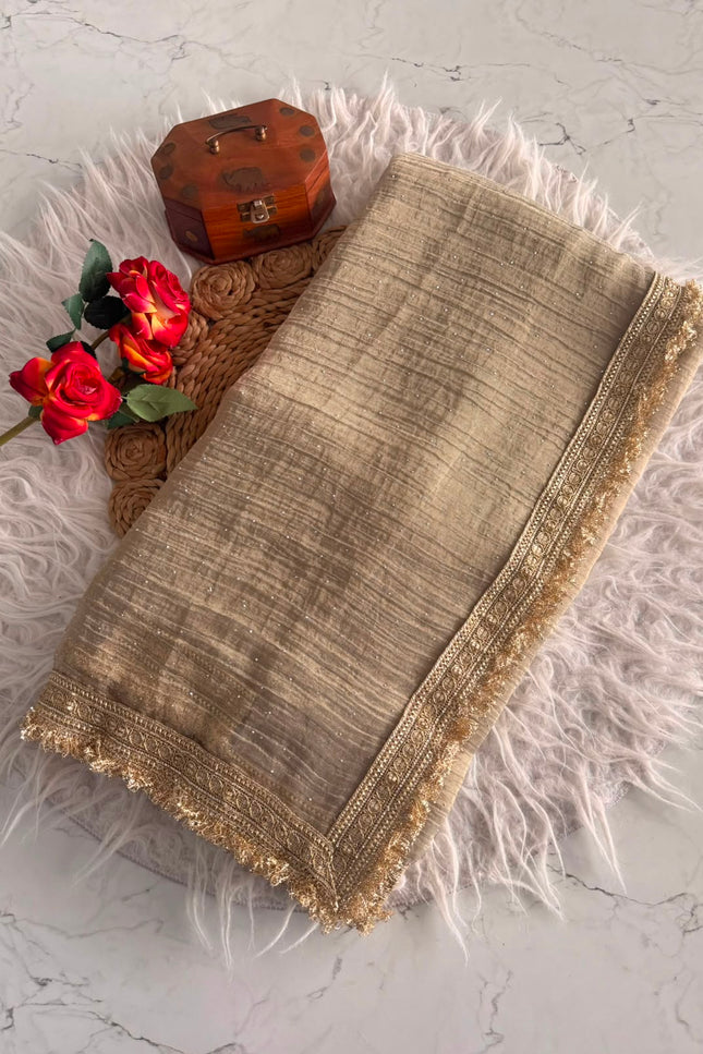 Soft Banarsi Crush Tissue  saree SS415