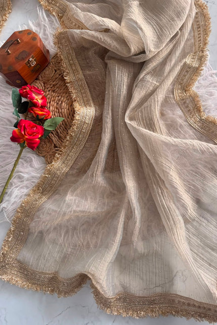 Soft Banarsi Crush Tissue  saree SS415