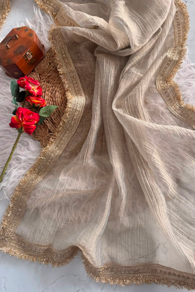 Soft Banarsi Crush Tissue  saree SS415