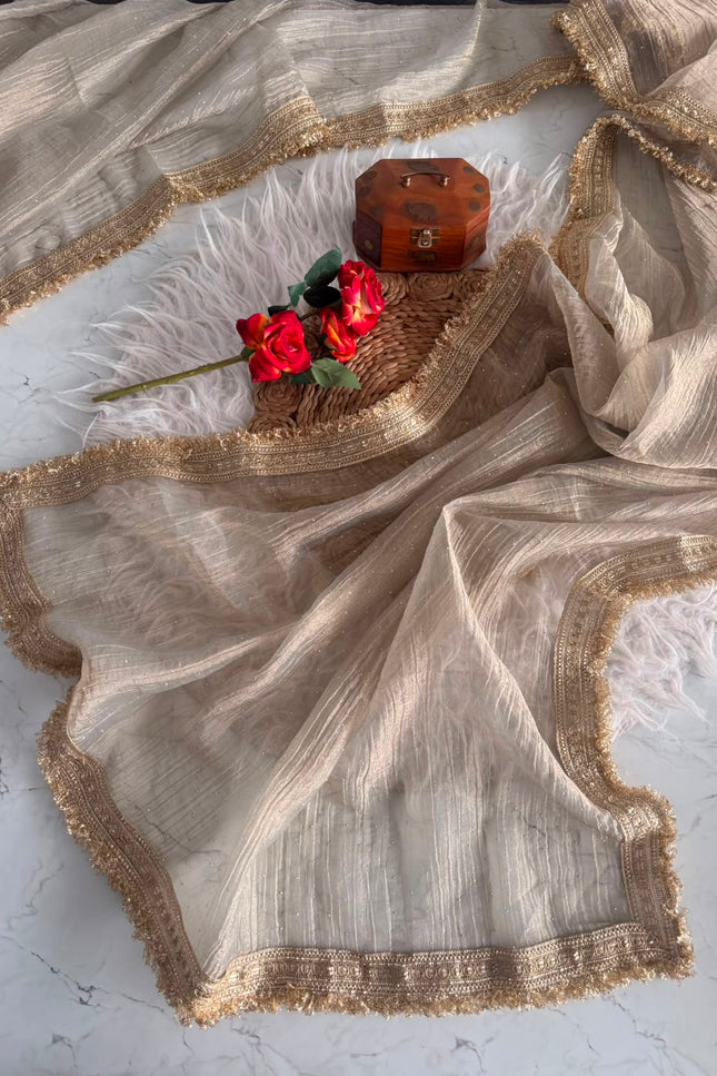 Soft Banarsi Crush Tissue  saree SS415