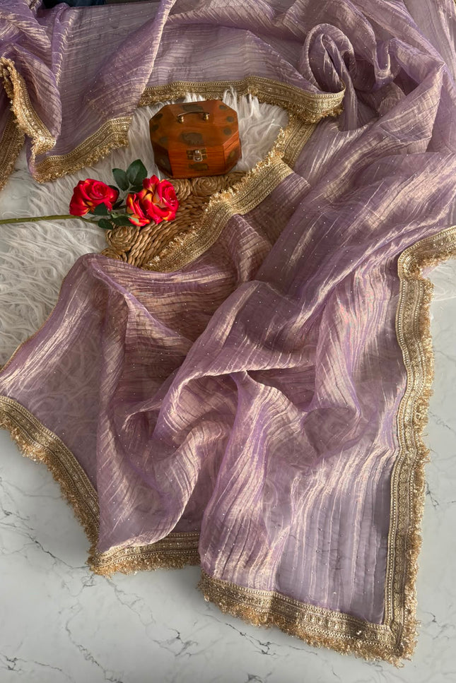 Soft Banarsi Crush Tissue  saree SS415