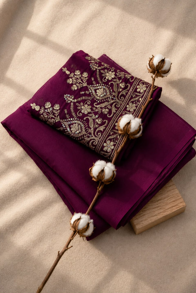 Soft silk plain saree SS407