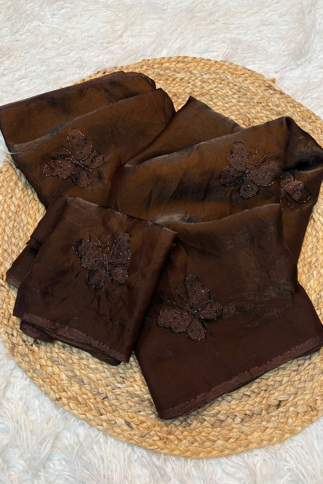 Two tone fendy satin saree SS409