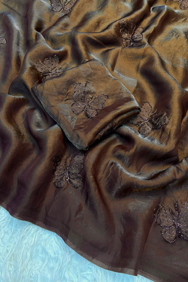 Two tone fendy satin saree SS409