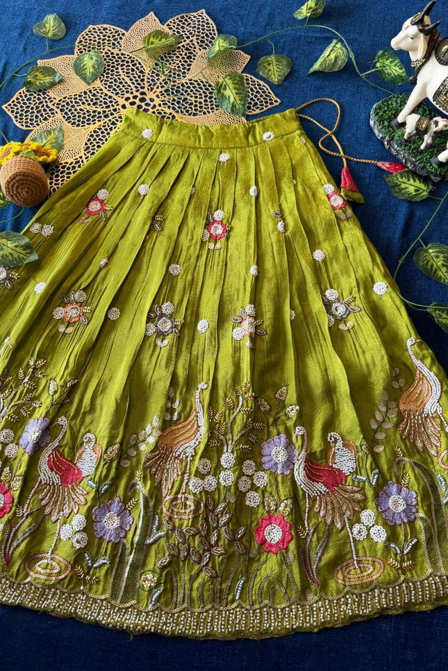Viscose tissue fabric kids lehanga SS448