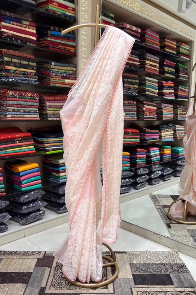 Orgenza Tissue Chiken Work saree SS480