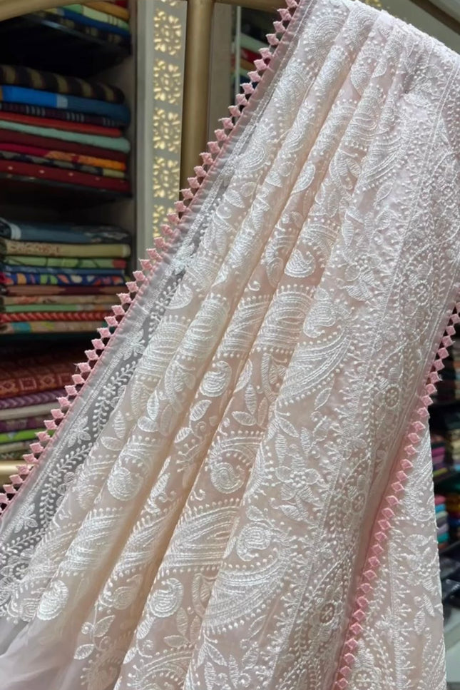 Orgenza Tissue Chiken Work saree SS480