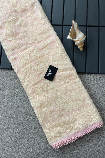 Orgenza Tissue Chiken Work saree SS480